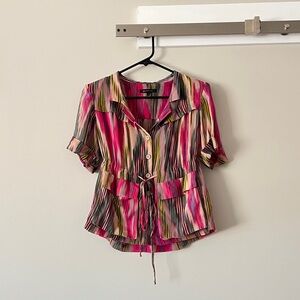 Nanette Lepore Sheer Multicolored Button-Down in size 4